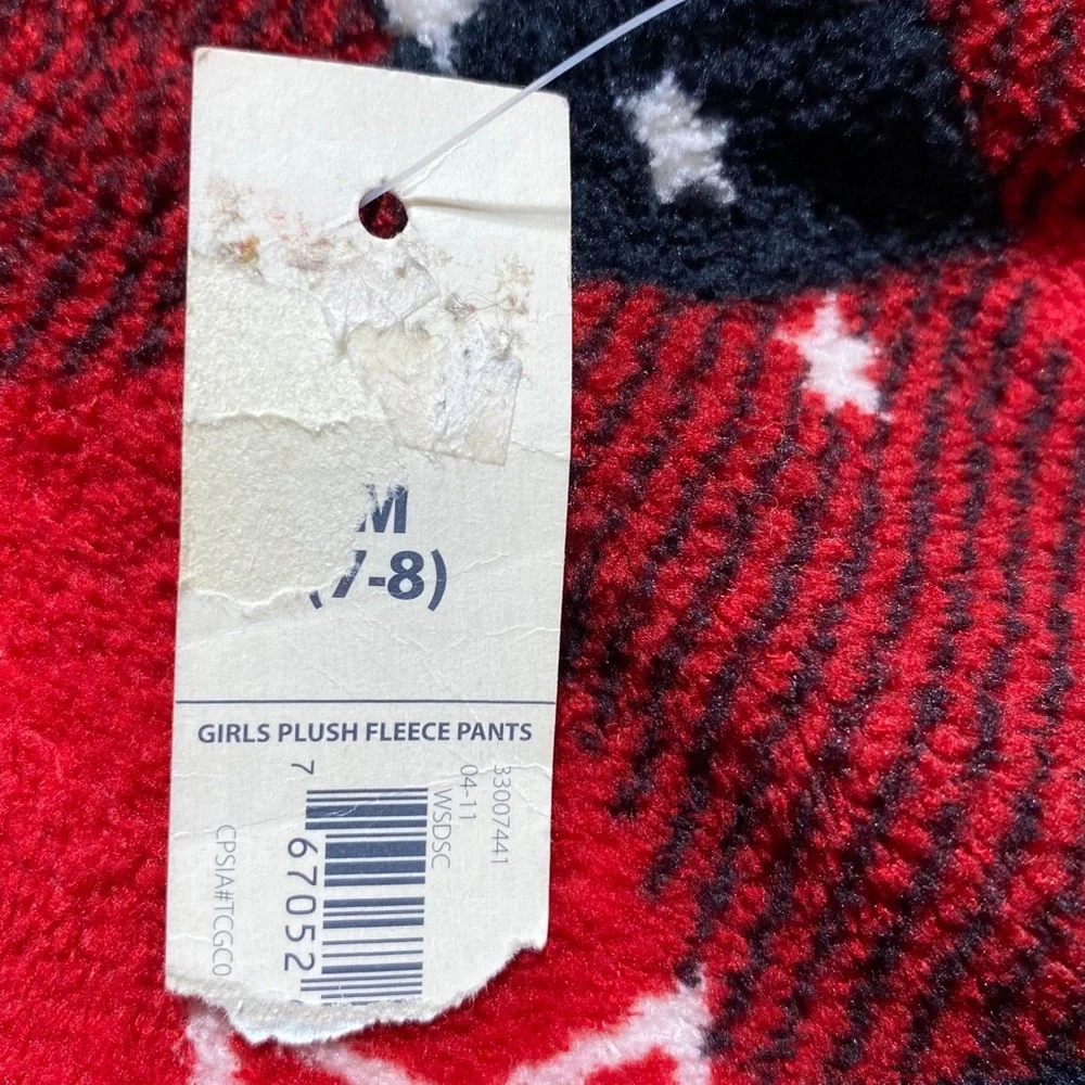 Faded Glory Girls Buffalo Plaid‎ With Stars Fleece Pajama Pants Size M 7-8